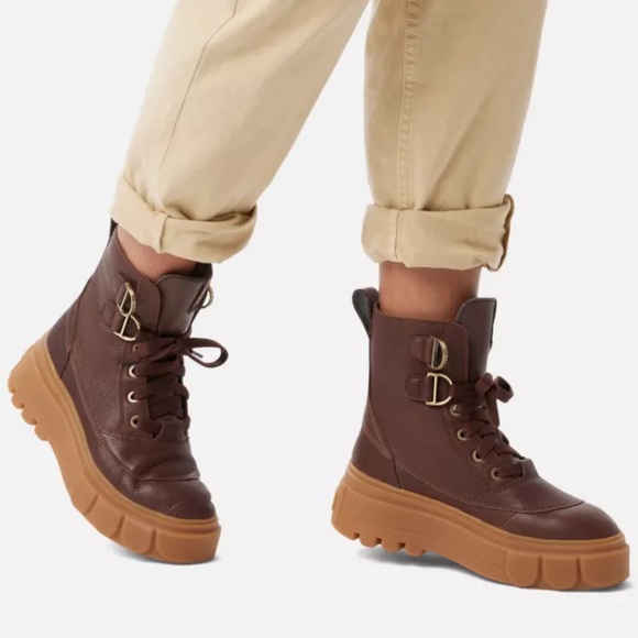 Sorel Shoes - Sorel Womens Size 9.5 Caribou X Leather Tobacco Gum Waterproof Lace Up Boots